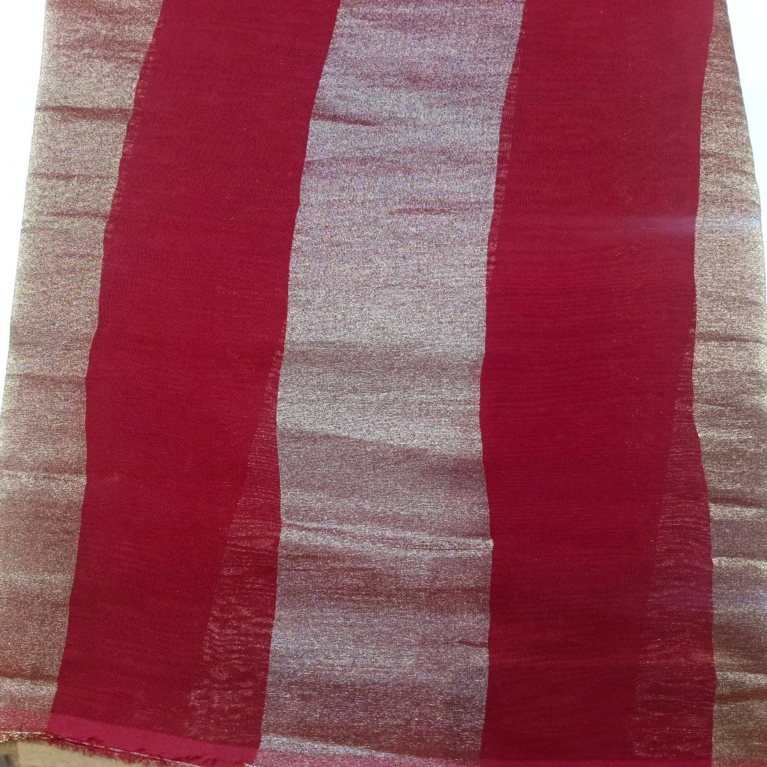 Red Organza Patta Fabric