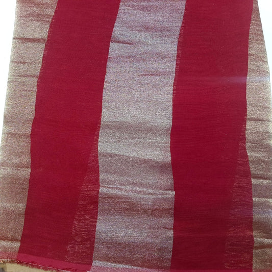Red Organza Patta Fabric