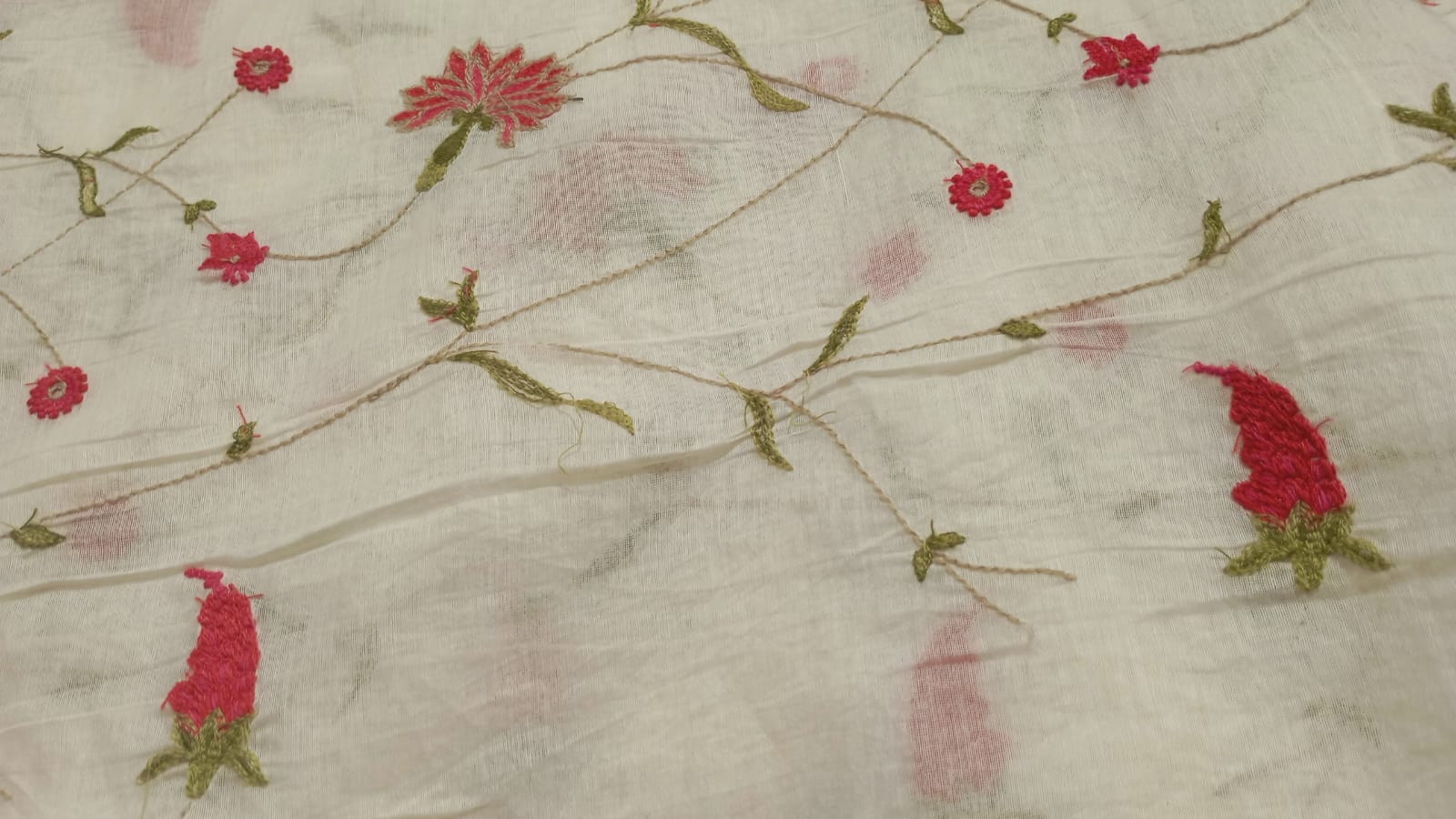 Red Chanderi Embroidery