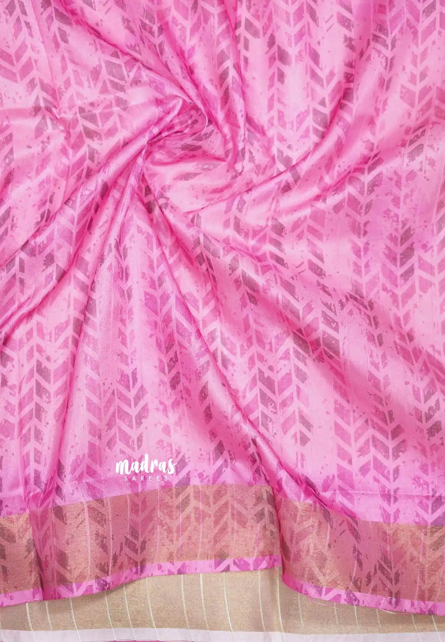 Roopa - Lightweight semi tussar Saree floral prints pink shade
