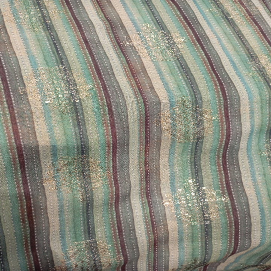 Semi Linen Cotton Green Fabric