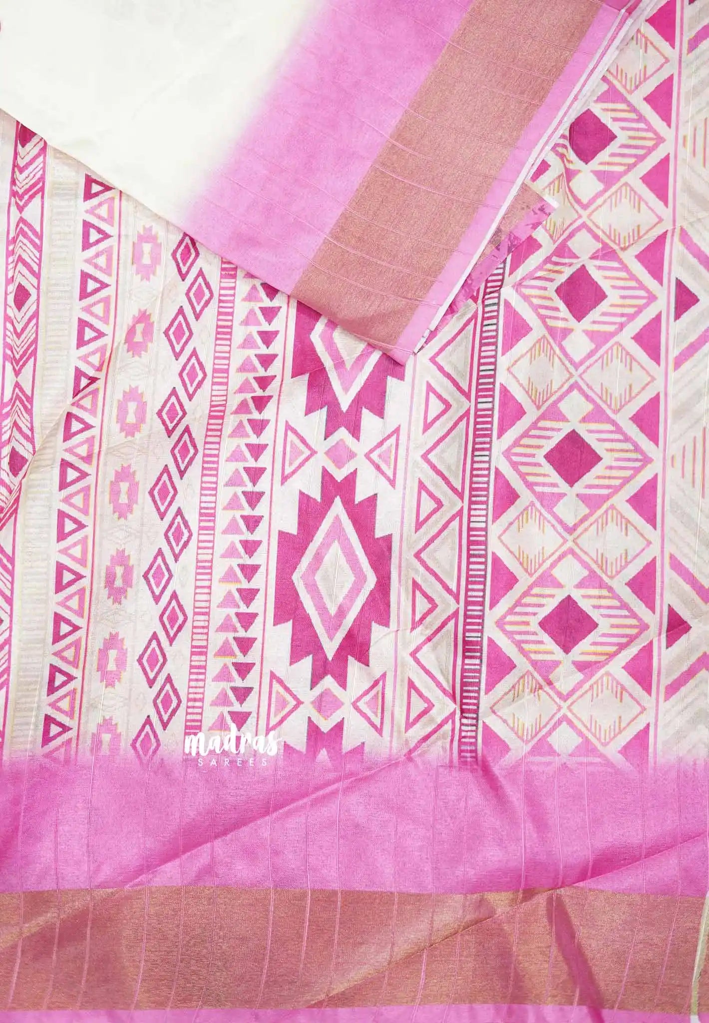 Roopa - Lightweight semi tussar Saree floral prints pink shade