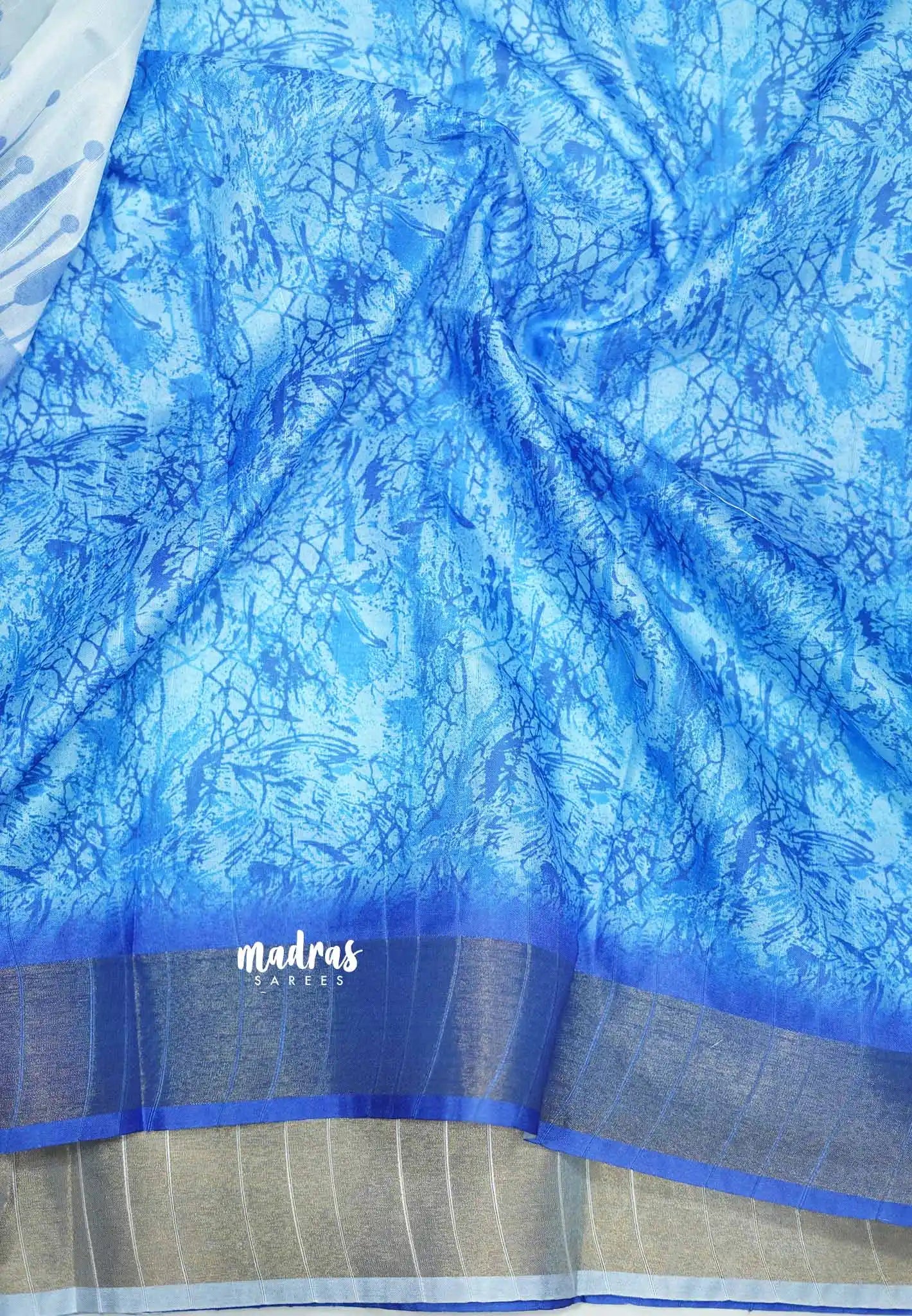 Roopa - Lightweight semi tussar Saree multi blue shades prints