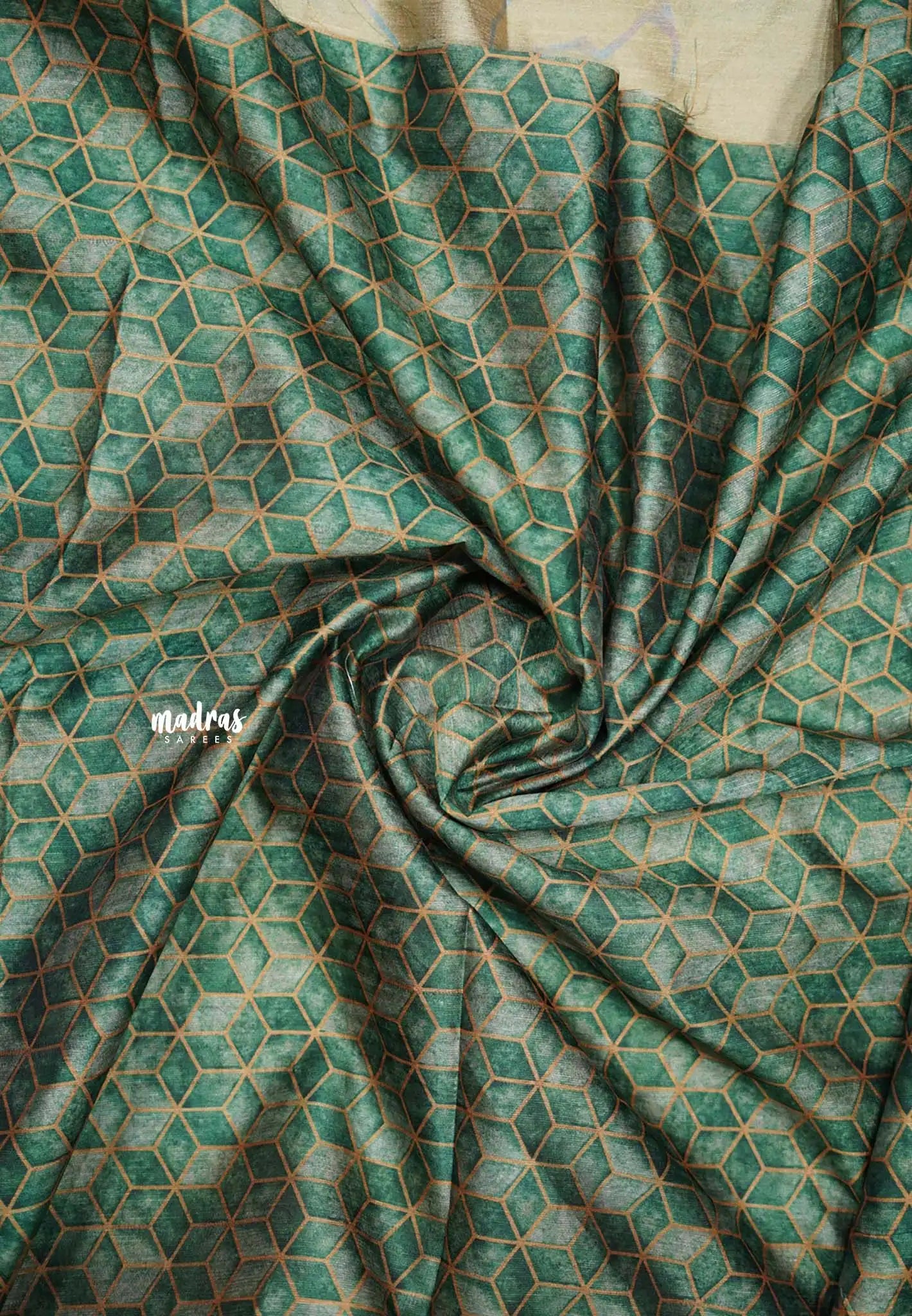 Roopa - Premium Chappa semi tussar floral prints Saree with embroidery outline - Pale orange