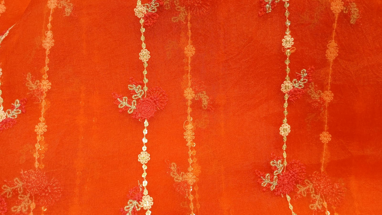 Orange Organza sequins