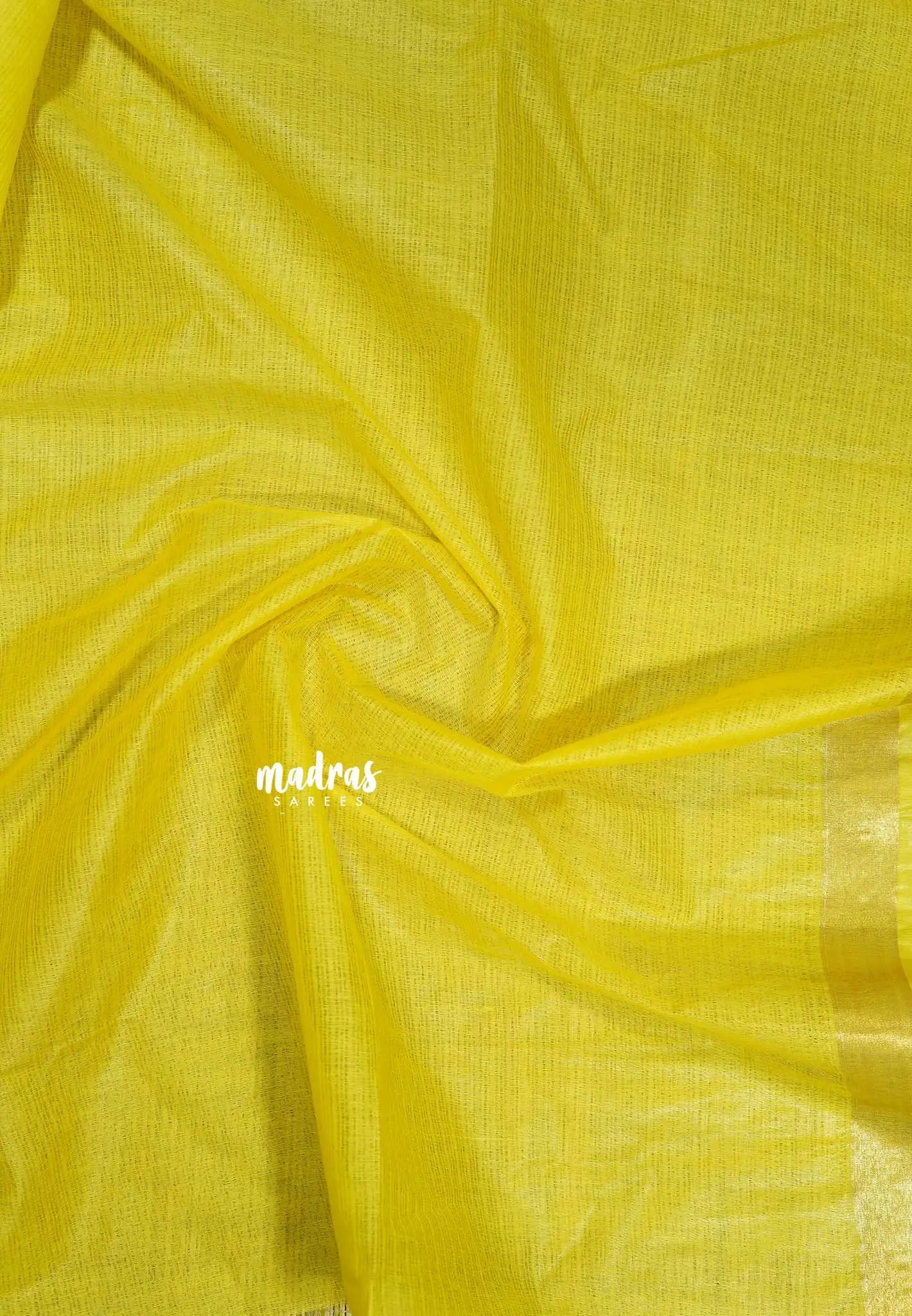 Lemon yellow - Shalini Premium kota cotton and silk blend Saree with Ghiccha pallu