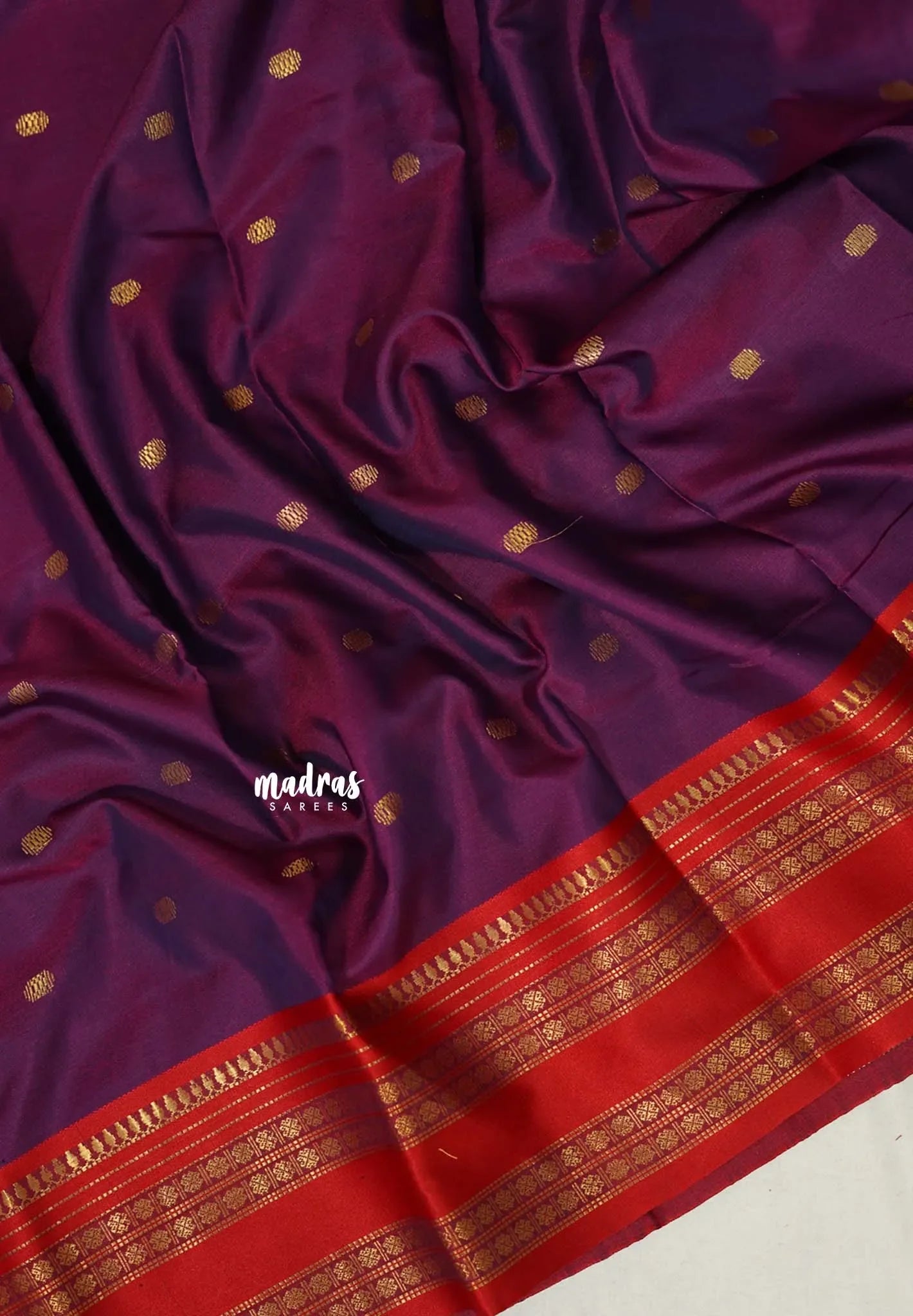 Mulberry Purple - Sico Gadwal semi silk cotton saree with Rettapet Rudraksham Border - Best for Wedding Functions