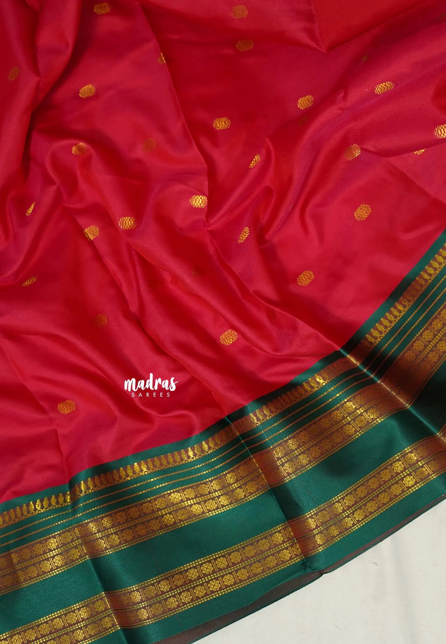 Reddish Pink - Sico Gadwal semi silk cotton saree with Rettapet Rudraksham Border - Best for Wedding Functions