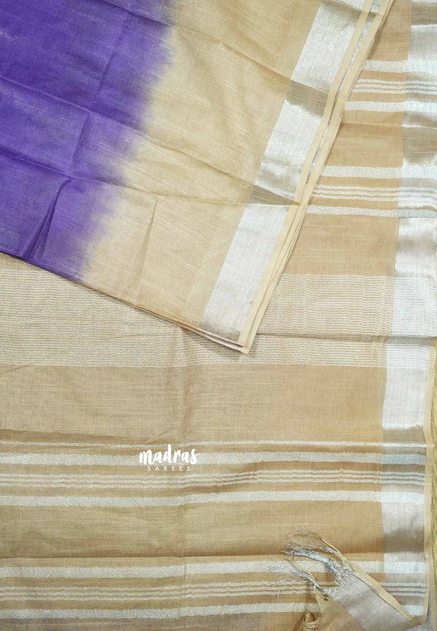 Purple - Soft linen cotton Saree with gradient colors