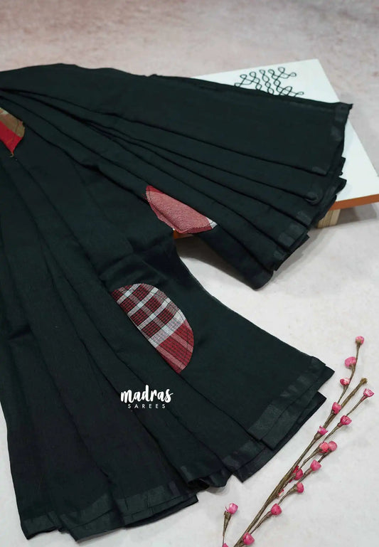 Midnight Dots - Black Handcrafted Mul Cotton Saree