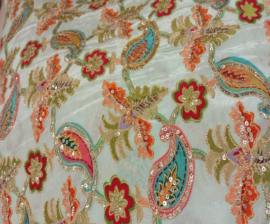 Blue Suncrepe sequins Printed