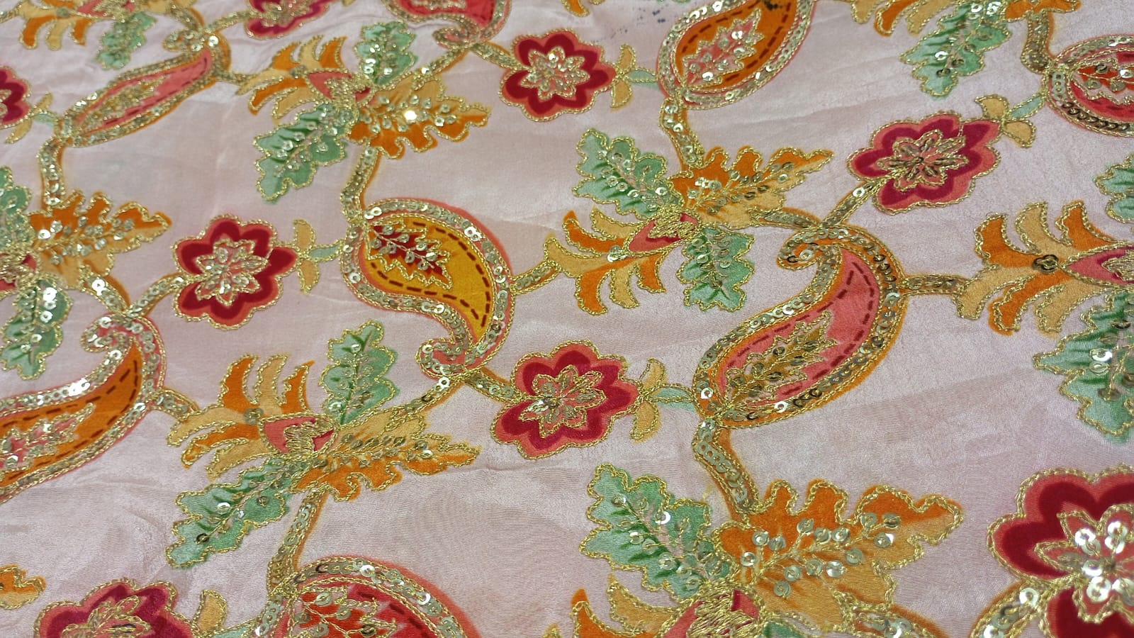 Pink Suncrepe sequins Printed