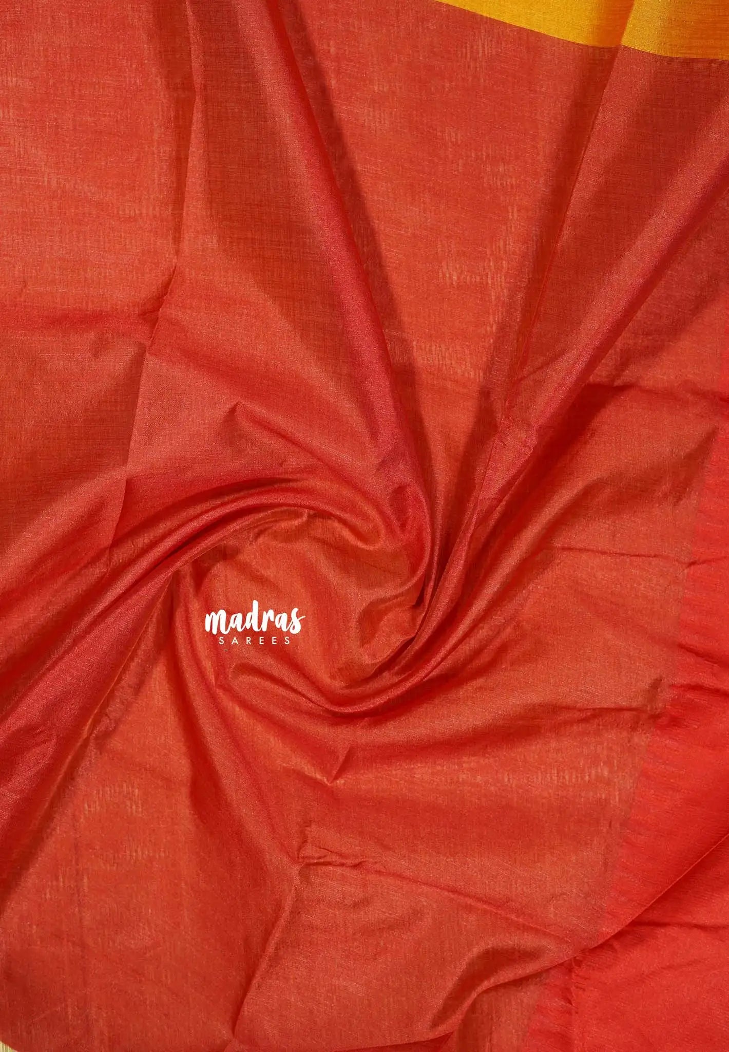 Sunlit Mustard Orange - Tansui silk cotton Saree plain body  with temple border