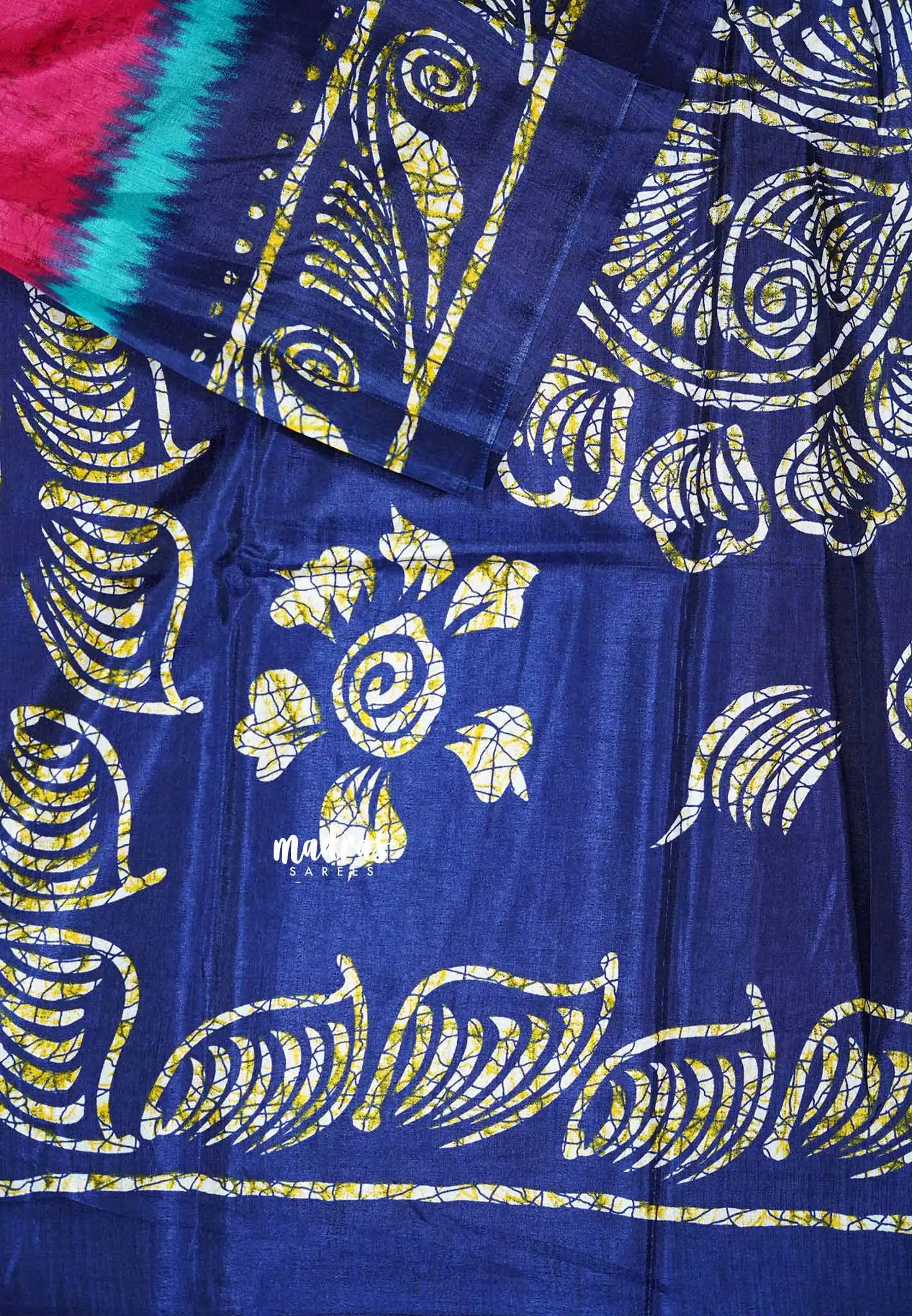 Rani Pink - Uniform sarees Malgudi printed silk cotton with batik prints
