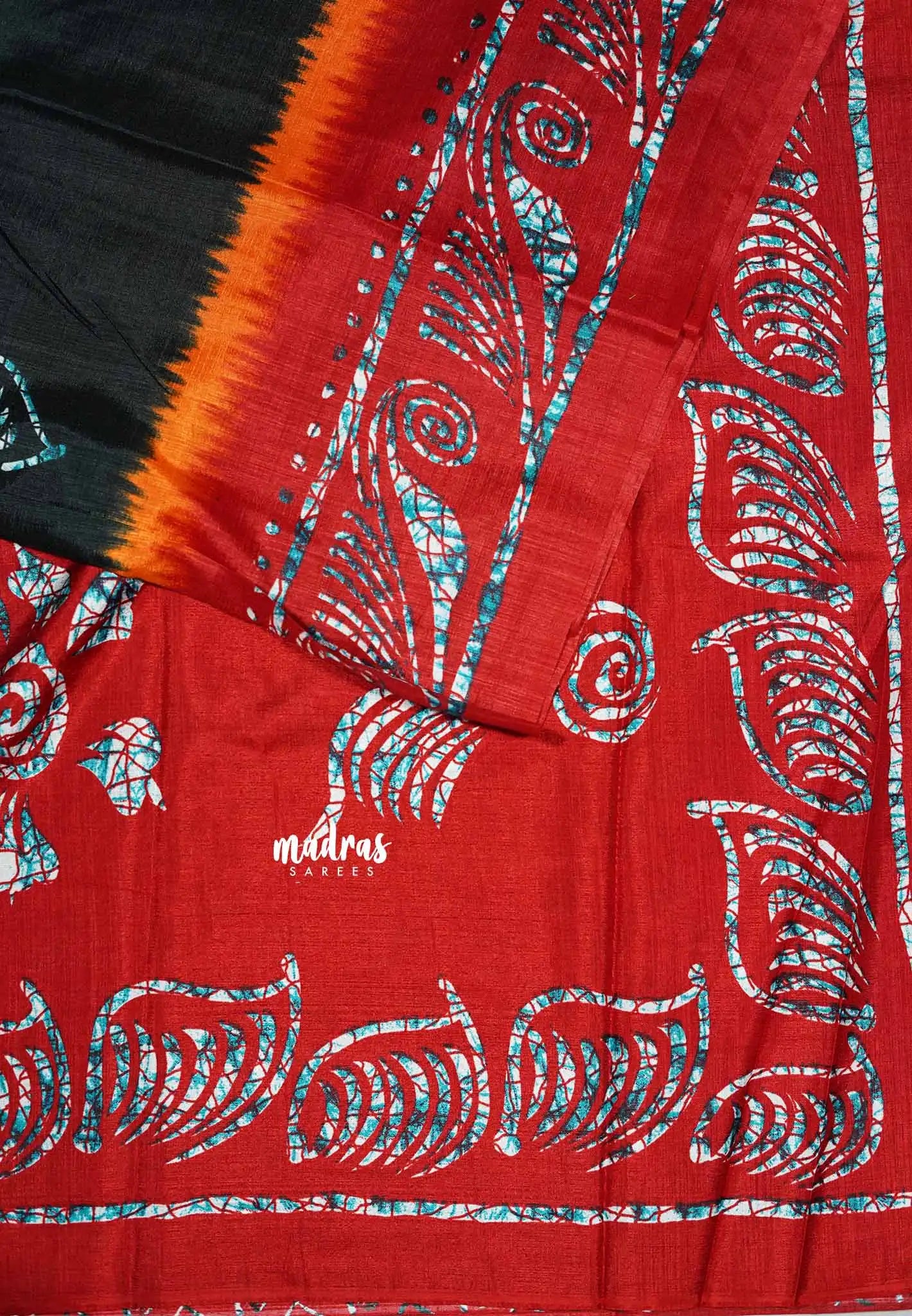 Black - Uniform sarees Malgudi printed silk cotton with batik prints