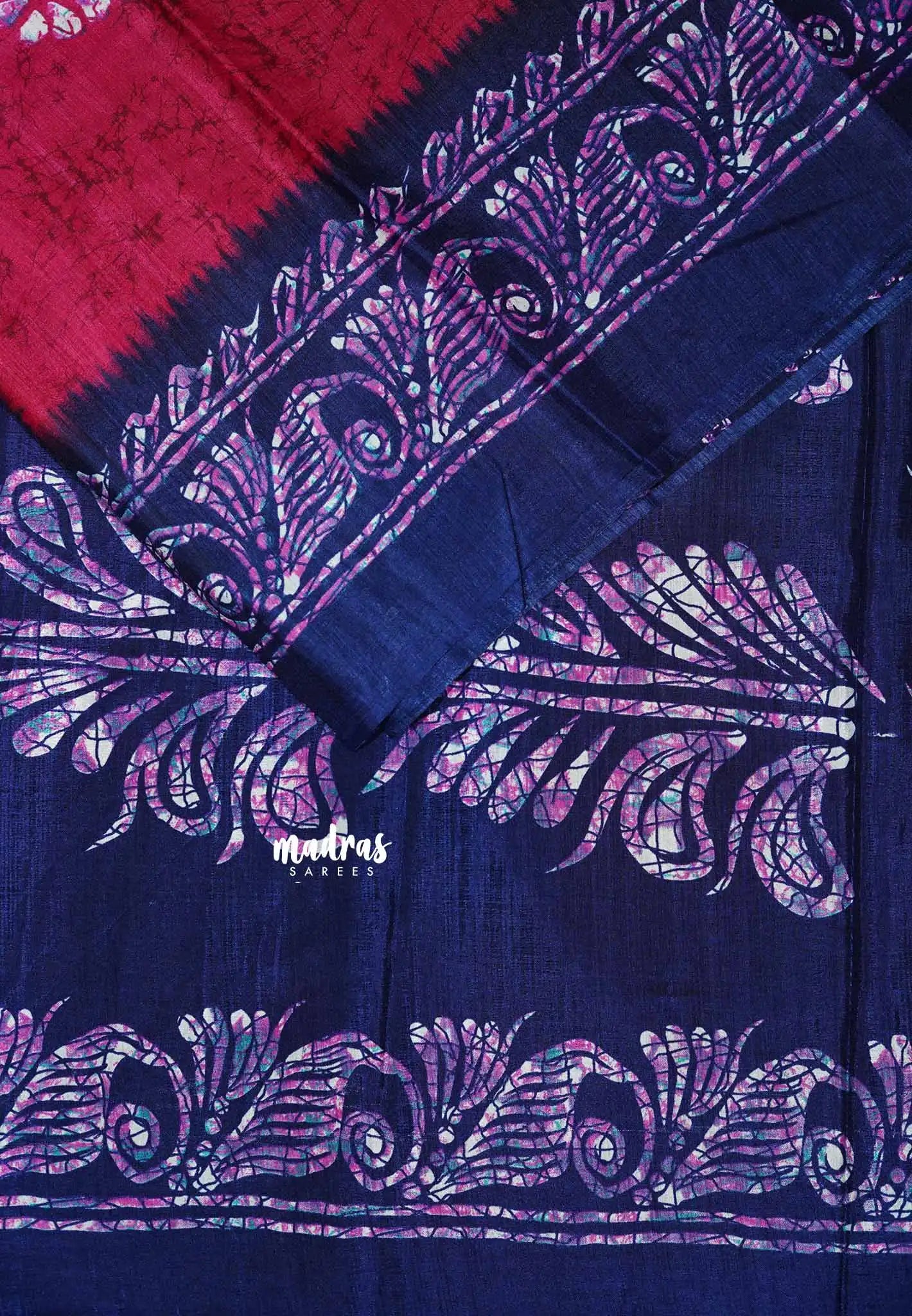 Rani Pink - Uniform sarees Malgudi printed silk cotton with batik prints
