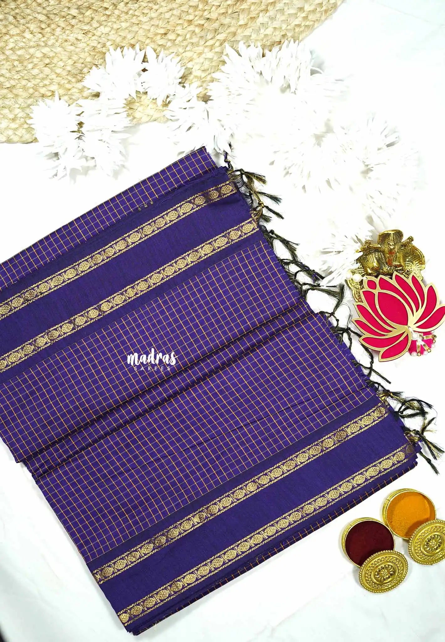 Violet Purple - Vintage Gadwal silkcotton Saree
