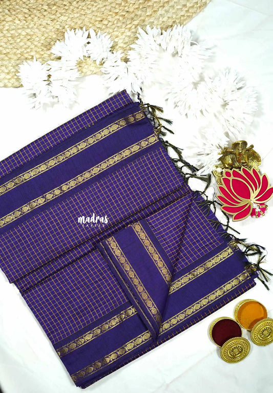 Violet Purple - Vintage Gadwal silkcotton Saree