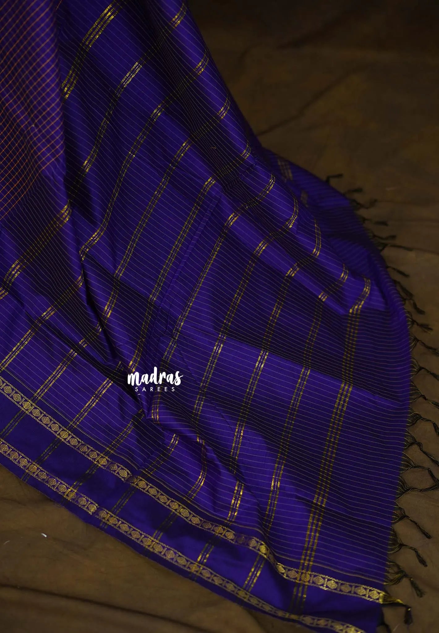 Royal Violet - Vintage gadwal silk cotton plain body multi chain boder saree with pichwai blouse combo