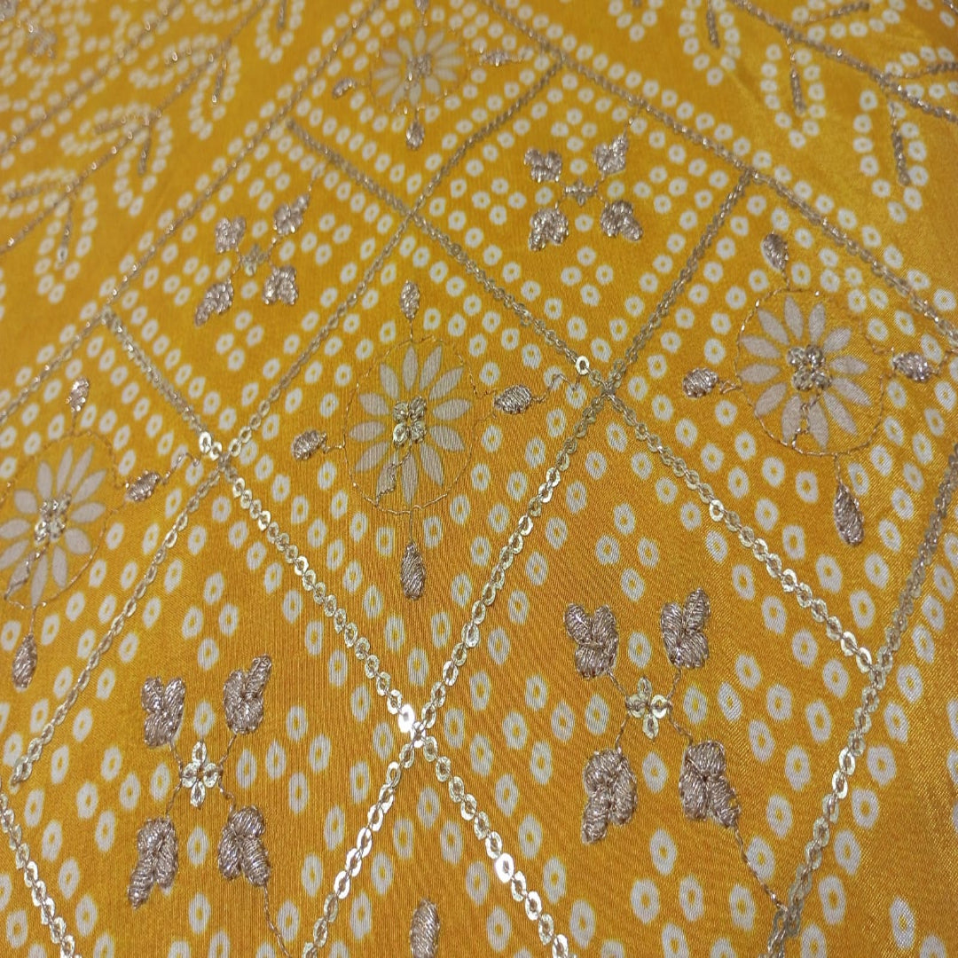 Yellow Bandhani sequins Bandhani