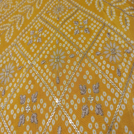 Yellow Bandhani sequins Bandhani