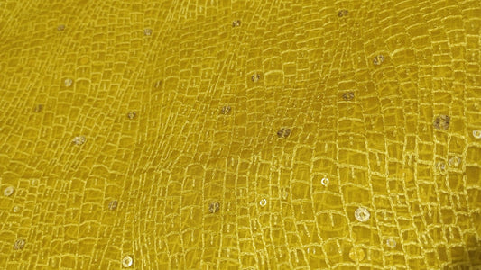 Yellow Organza Embroidery Grid