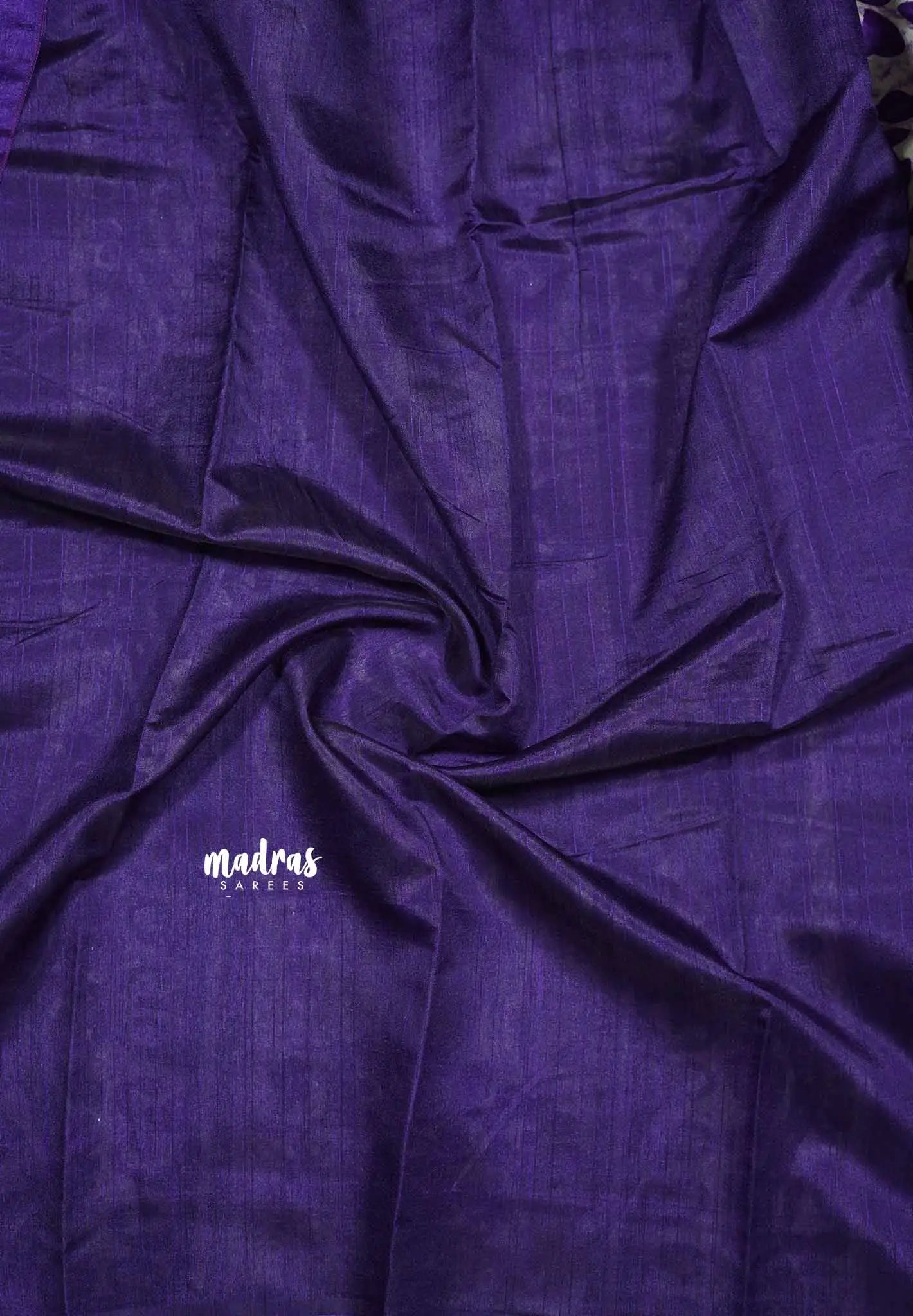 Offwhite purple flower - Zara Malgudi Fusion printed silk cotton Saree
