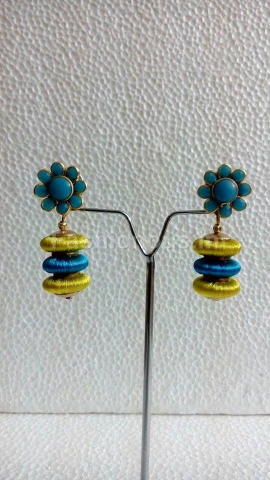 Blue and yellow jhumkas