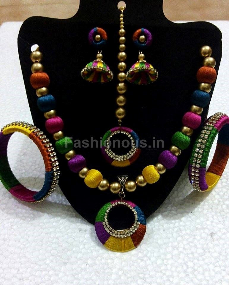 Thread Jewellery Silk Thread Jewellery Set - Handmade & Customized. – Fashionous