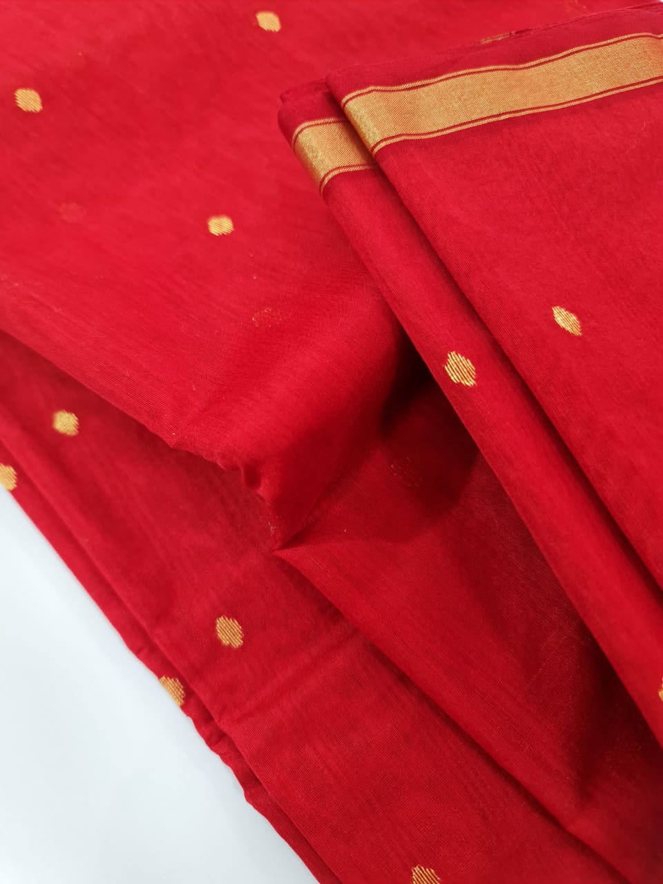 Chanderi  Cotton Silk Saree Red  CSS-002