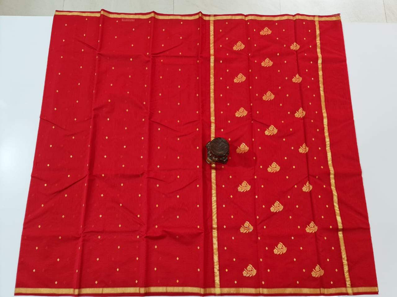 Chanderi  Cotton Silk Saree Red  CSS-002