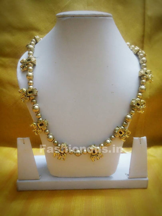 Antique Gold and Pretty Elephant Beaded Polymer Clay Jewellery Set