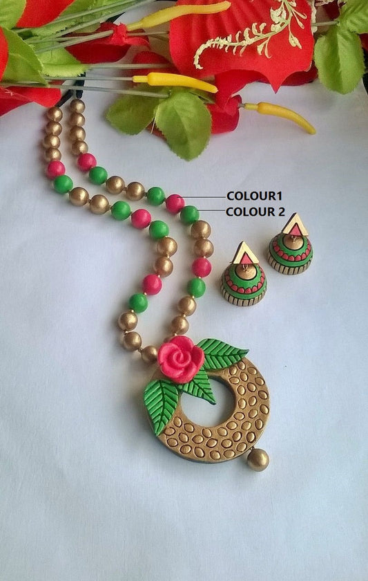 Beautiful Flower Terracotta Jewellery Set