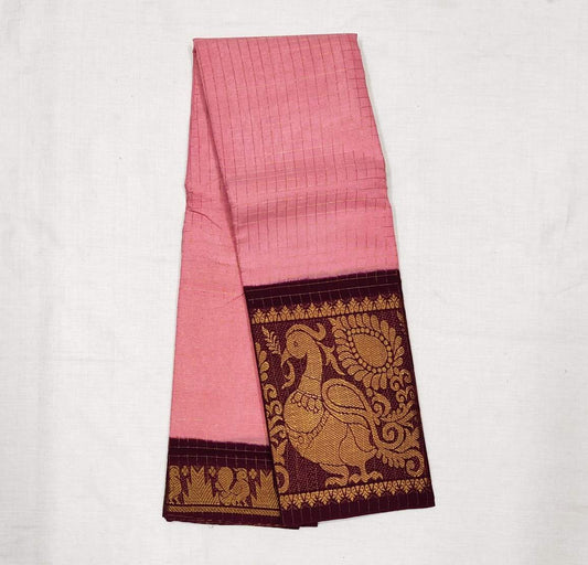 Babypink with Black Madurai Sungudi Saree with Large Border
