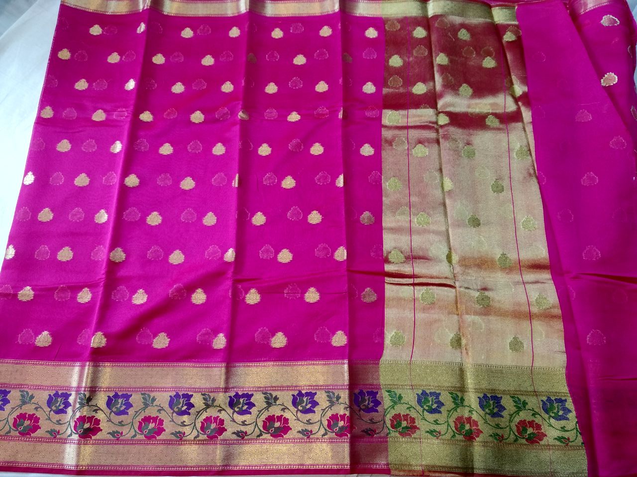 Banarasi Silk Cotton Saree-SKCSRE002-1 magenta coloured simple printed saree