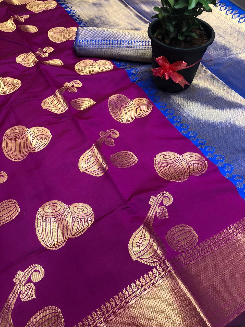 Purple Pure – Banarasi Silk Saree -BNS027 purple and blue coloured partywear saree