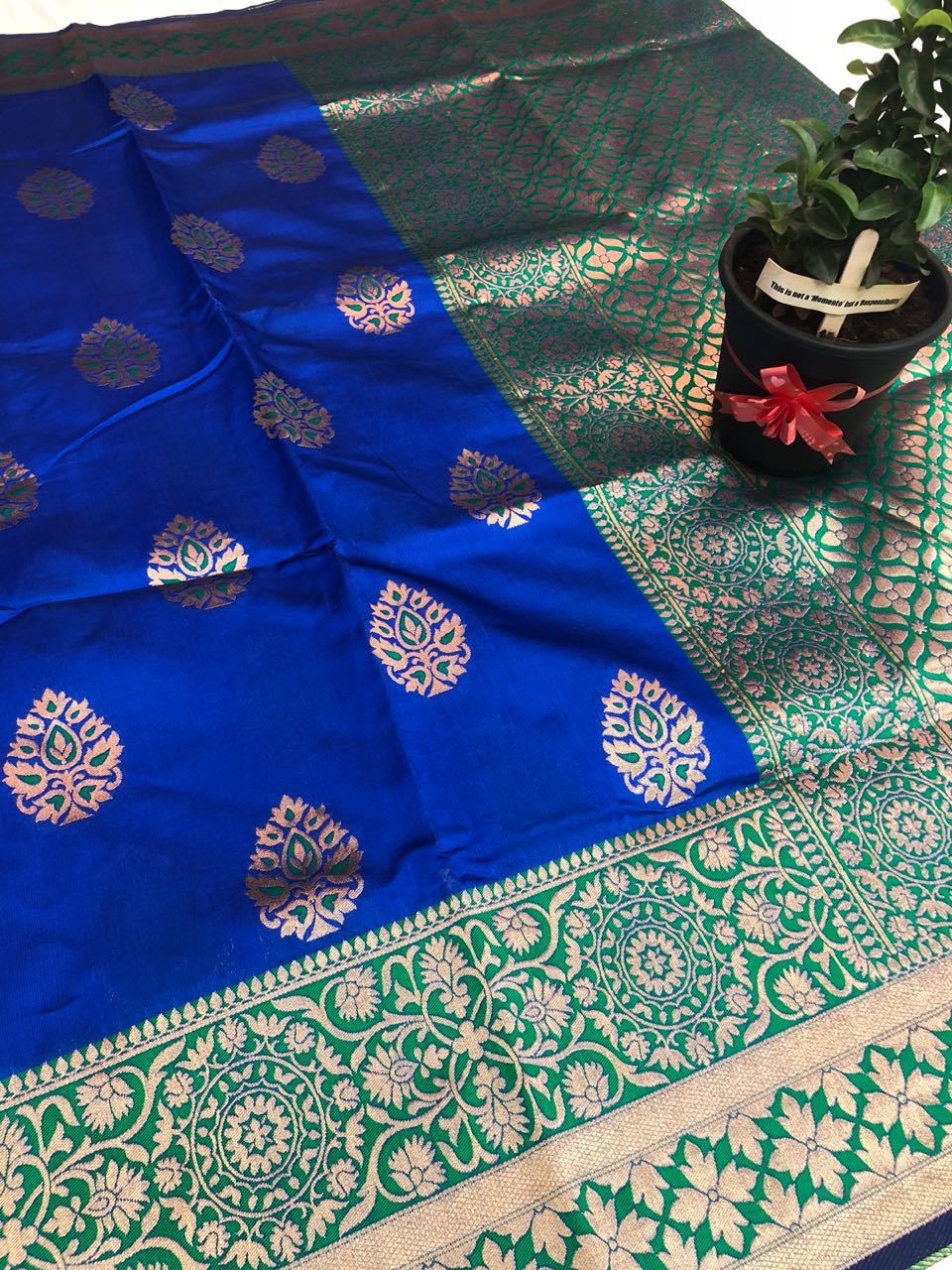 Blue-Green Duet Banarasi Silk Saree-BNS057 dark blue coloured partywear saree