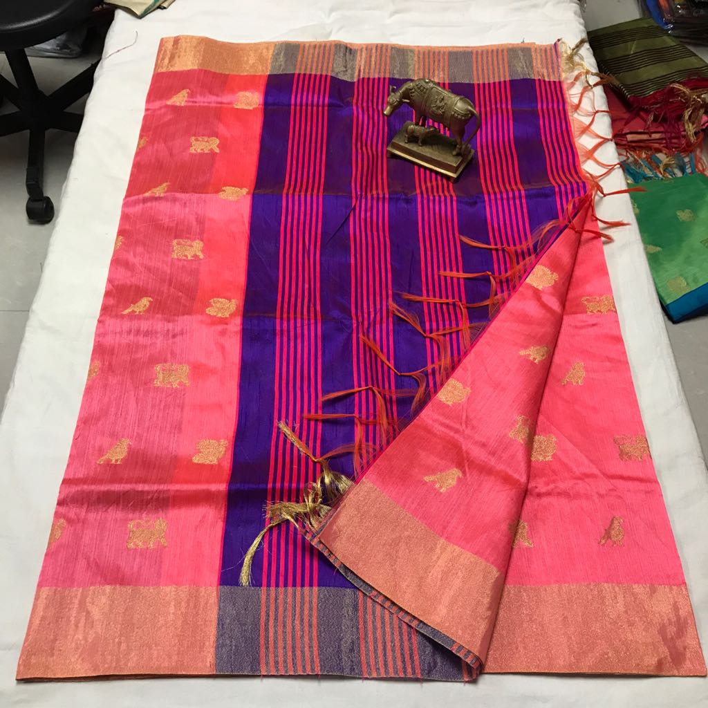Rose Violet Plush Banarasi Silk Saree-Design BNS002 pink and purple coloured lightweight saree