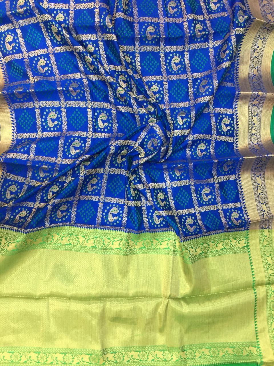 Aqua Angel Patola Banarasi Silk Saree-Design BNS015-VABNS-018 blue and green coloured party saree