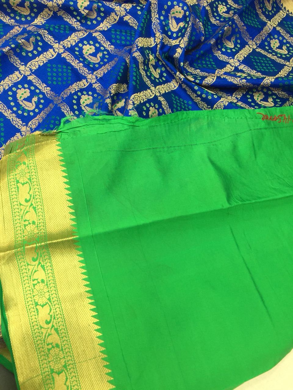 Aqua Angel Patola Banarasi Silk Saree-Design BNS015-VABNS-018 blue and green coloured party saree