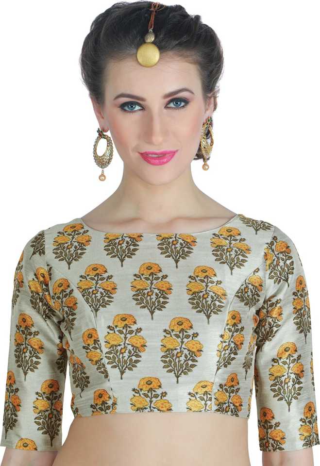 Beige Floral Printed Readymade Blouse