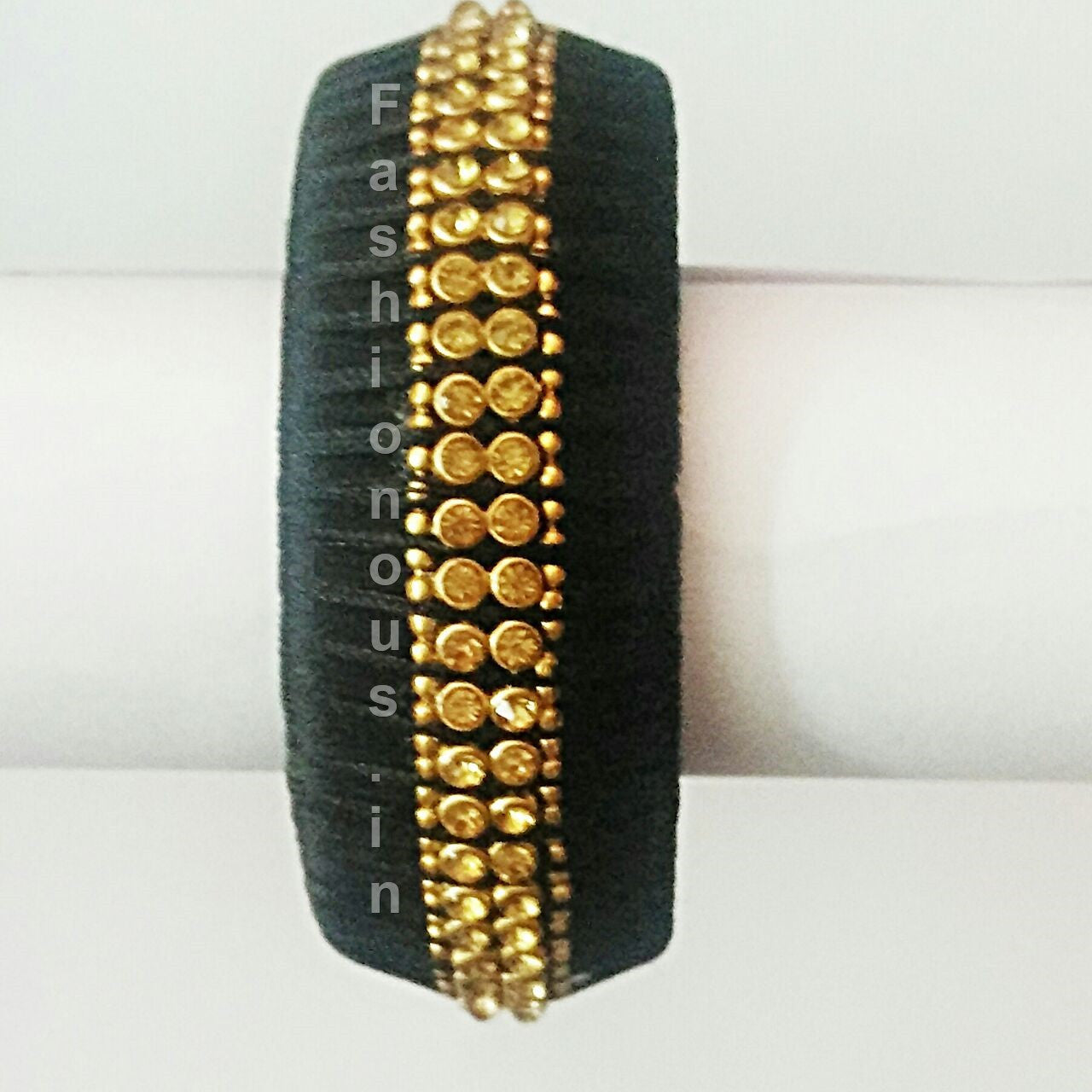 Black Stone Studded Single Bangle