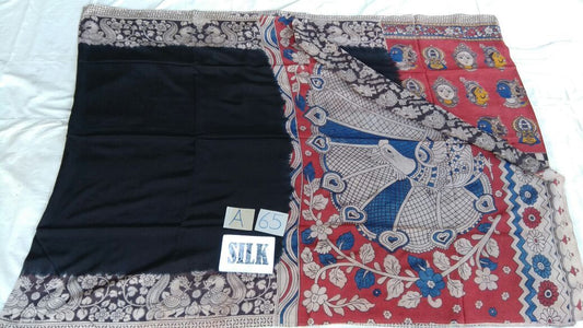 Black with Patil Pallu Silk Kalamkari Saree-KALAMKARI-0002