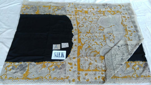 Black with Patil Pallu Silk Kalamkari Saree-KALAMKARI-0063