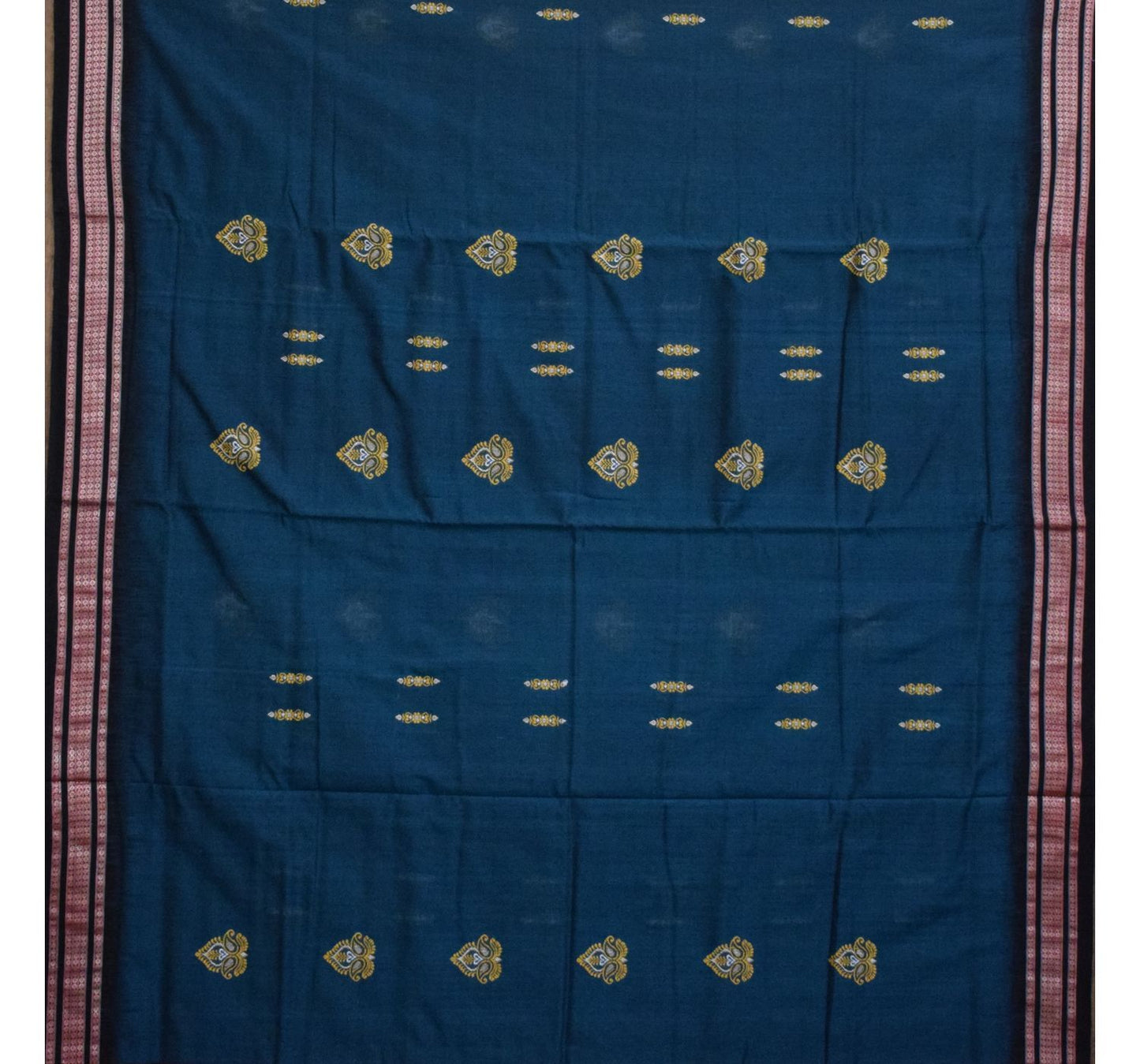 Blue with Black Handloom Bomkai Cotton Saree