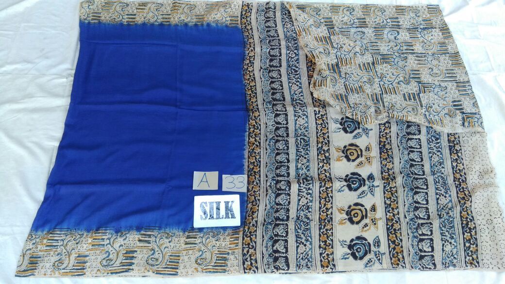 Blue with Patil Pallu Silk Kalamkari Saree-KALAMKARI-0008