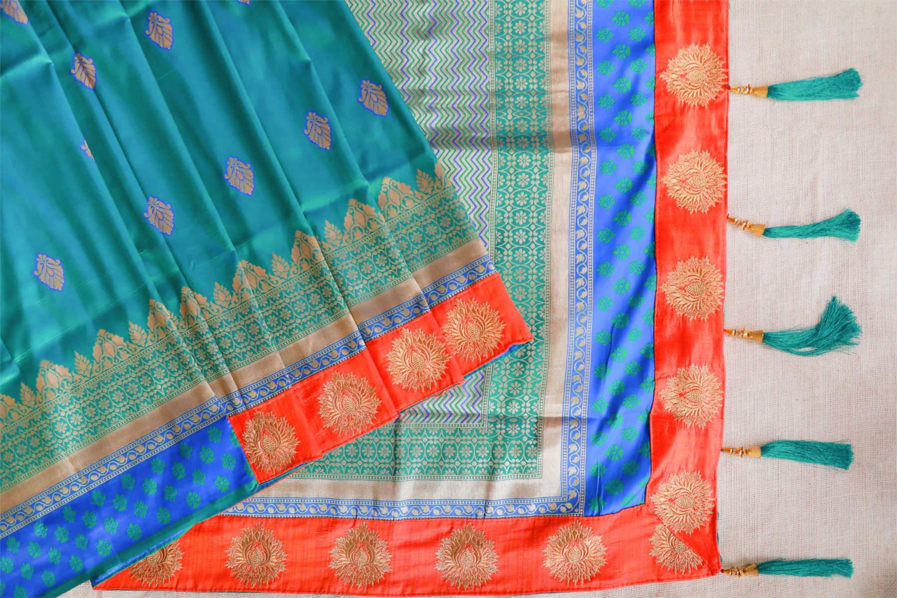 Tropical Marvel Banarasi Silk Saree -BNS020 blue-green coloured partywear saree