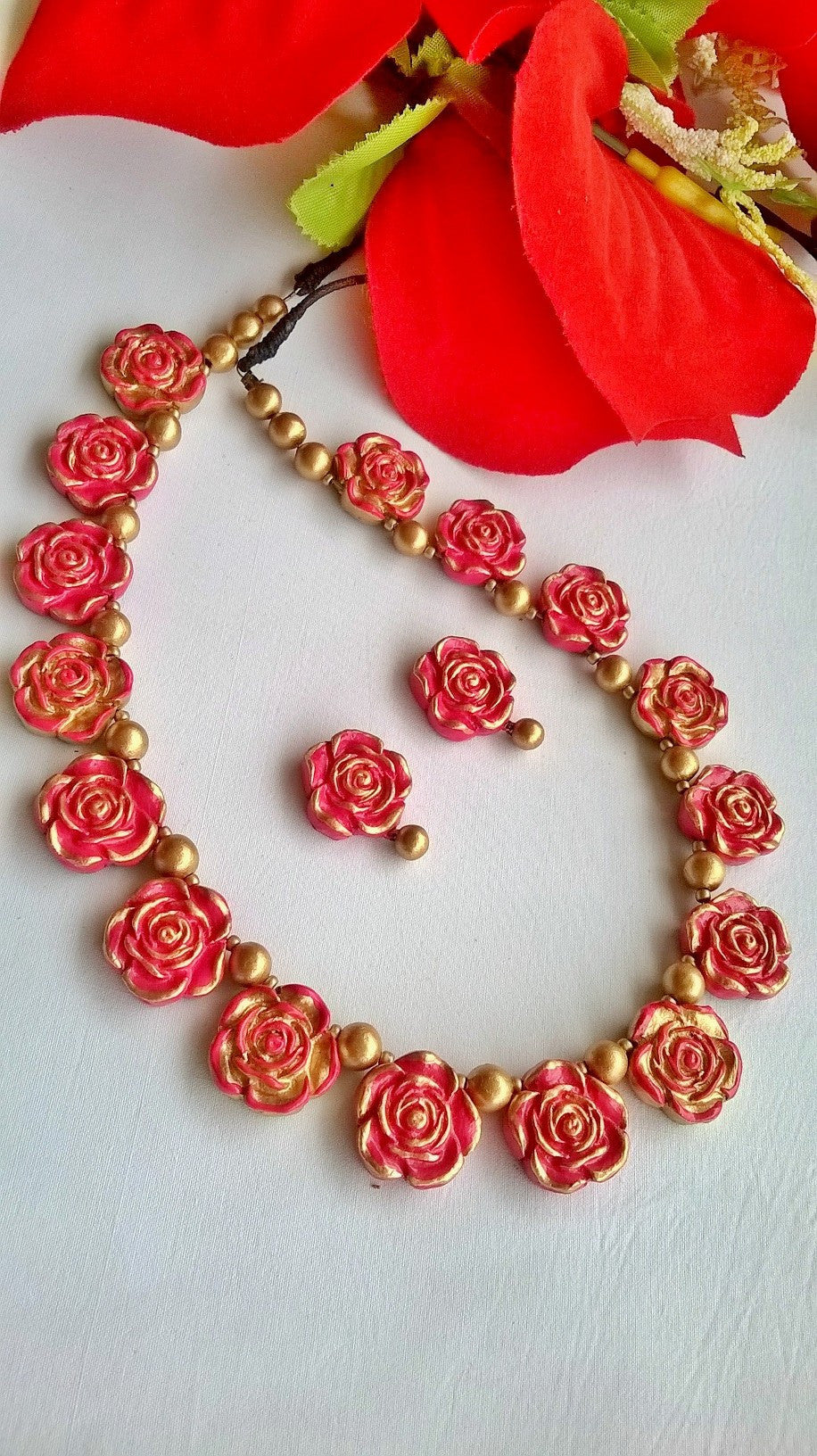 Bud Rose Terracotta Jewellery set