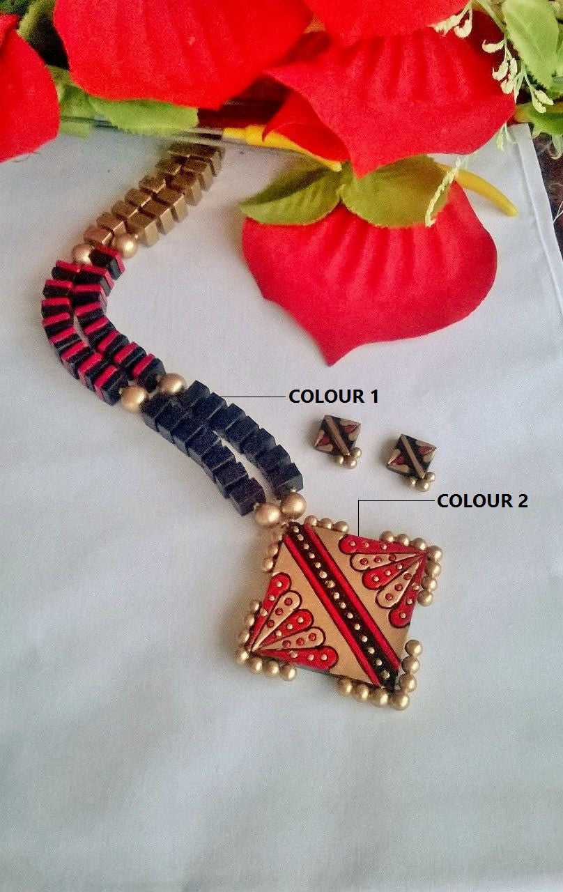 Colorful Square Terracotta Jewellery Set