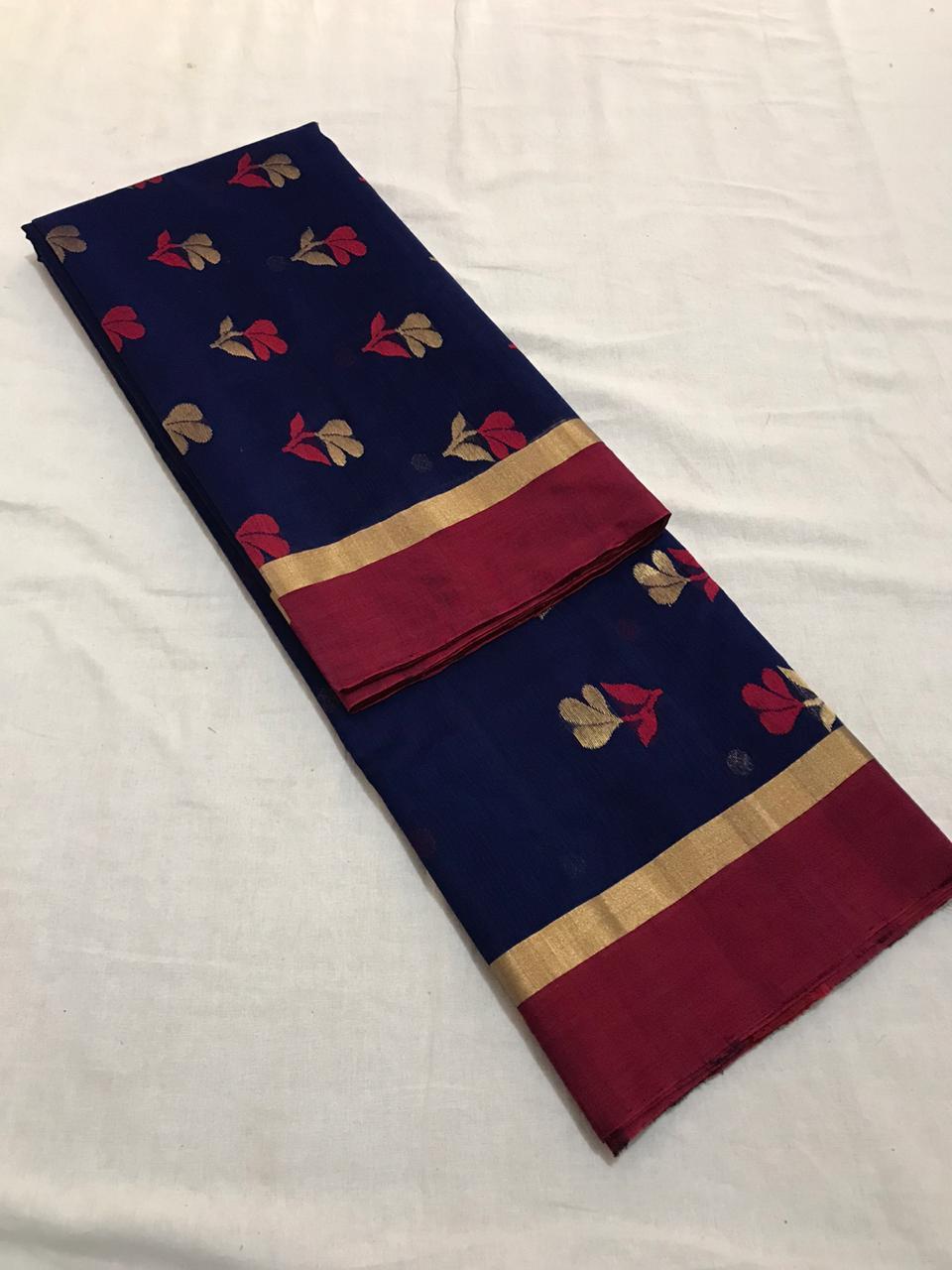 Chanderi Silk and Cotton Flower Motif Saree